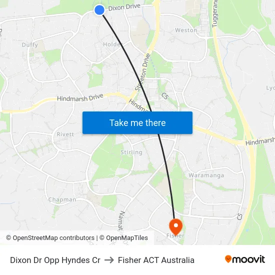 Dixon Dr Opp Hyndes Cr to Fisher ACT Australia map
