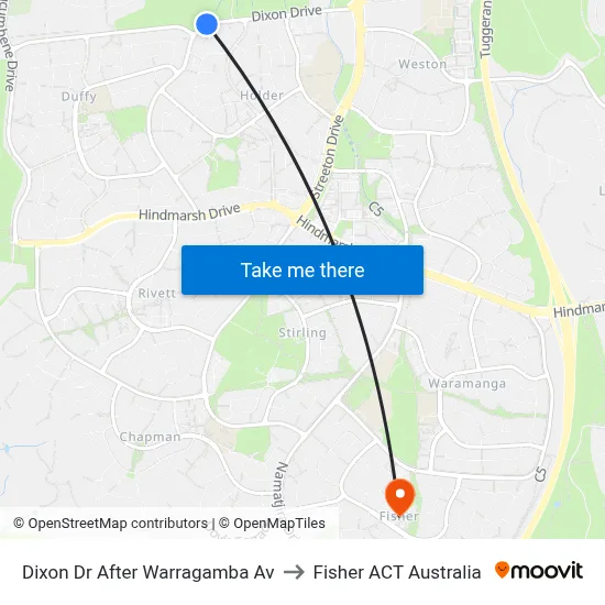 Dixon Dr After Warragamba Av to Fisher ACT Australia map