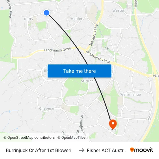 Burrinjuck Cr After 1st Blowering St to Fisher ACT Australia map