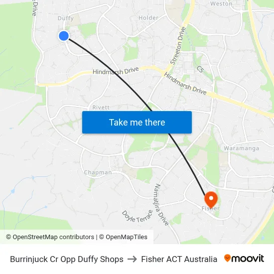 Burrinjuck Cr Opp Duffy Shops to Fisher ACT Australia map