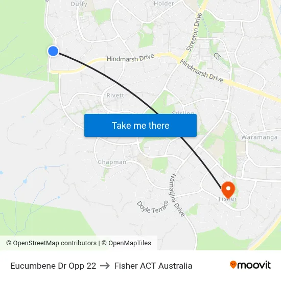 Eucumbene Dr Opp 22 to Fisher ACT Australia map
