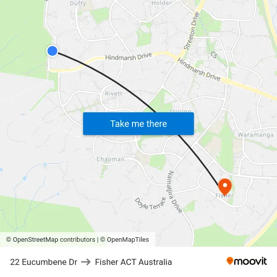 22 Eucumbene Dr to Fisher ACT Australia map
