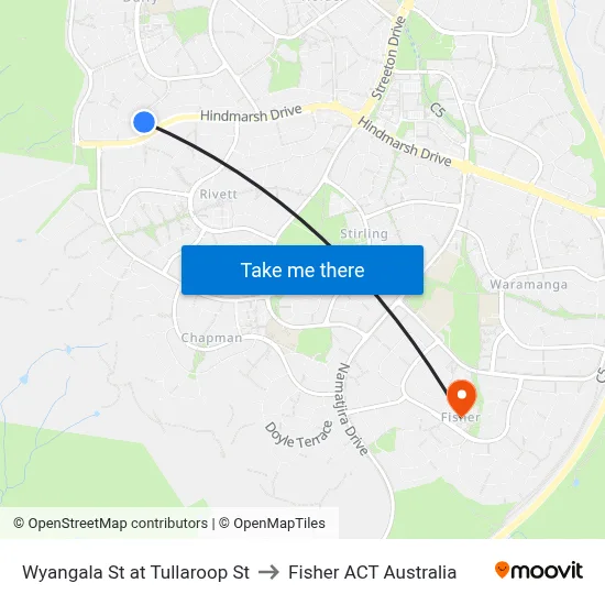 Wyangala St at Tullaroop St to Fisher ACT Australia map