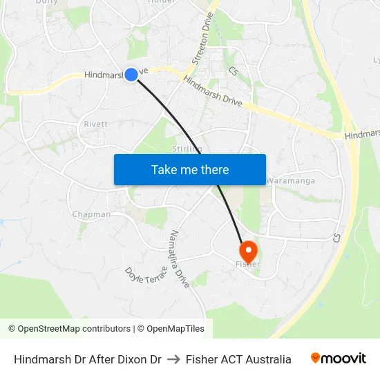 Hindmarsh Dr After Dixon Dr to Fisher ACT Australia map