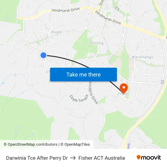 Darwinia Tce After Perry Dr to Fisher ACT Australia map