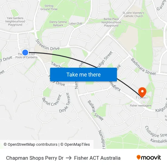 Chapman Shops Perry Dr to Fisher ACT Australia map
