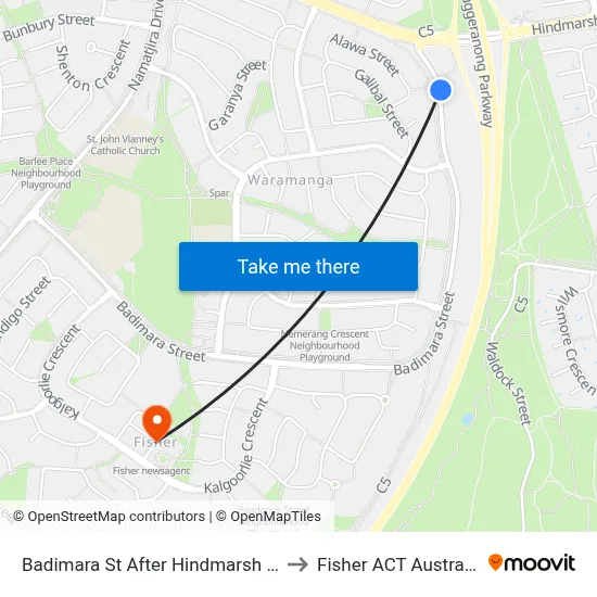 Badimara St After Hindmarsh Dr to Fisher ACT Australia map