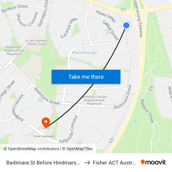 Badimara St Before Hindmarsh Dr to Fisher ACT Australia map
