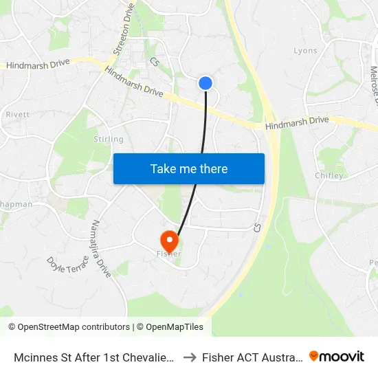 Mcinnes St After 1st Chevalier St to Fisher ACT Australia map