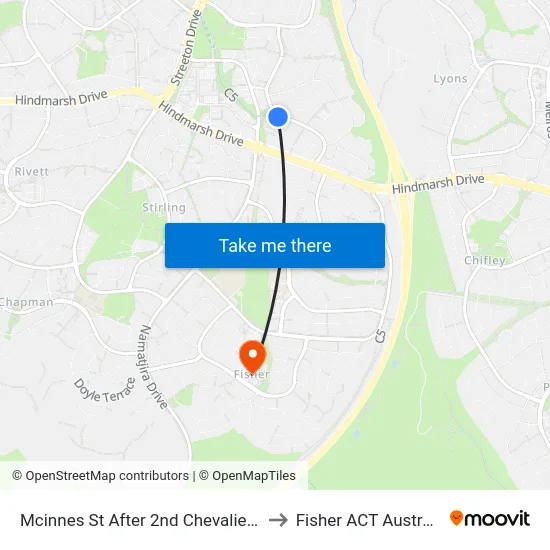 Mcinnes St After 2nd Chevalier St to Fisher ACT Australia map