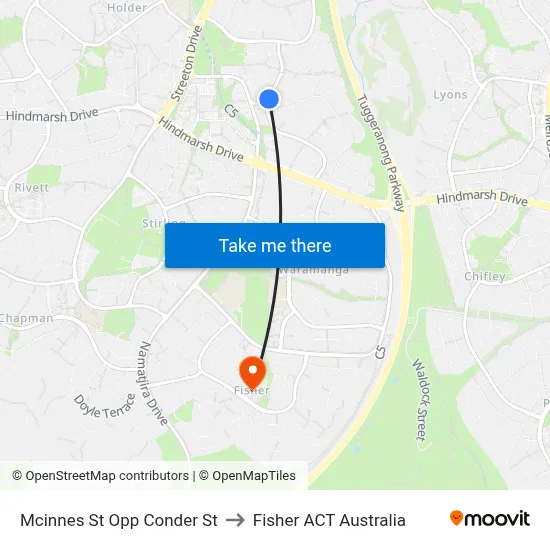 Mcinnes St Opp Conder St to Fisher ACT Australia map
