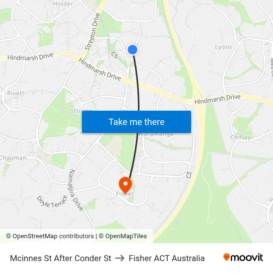 Mcinnes St After Conder St to Fisher ACT Australia map
