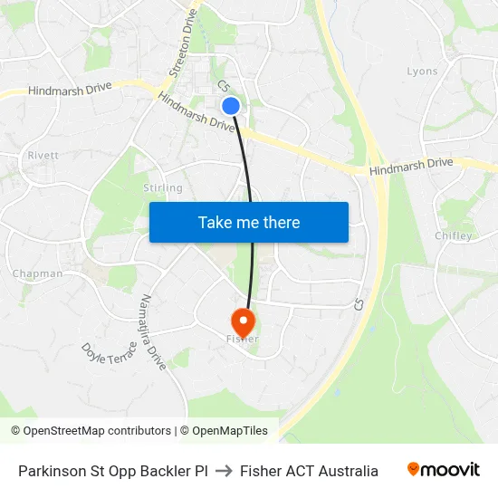 Parkinson St Opp Backler Pl to Fisher ACT Australia map