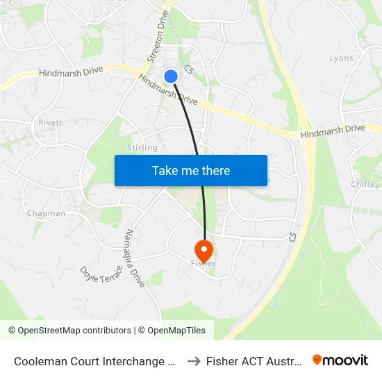 Cooleman Court Interchange Plt 2 to Fisher ACT Australia map