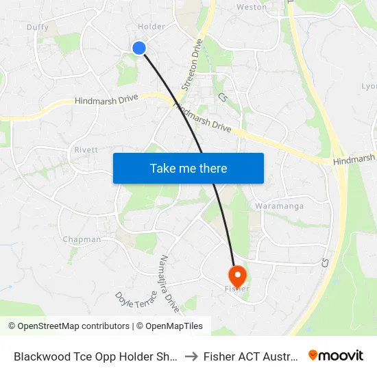 Blackwood Tce Opp Holder Shops to Fisher ACT Australia map