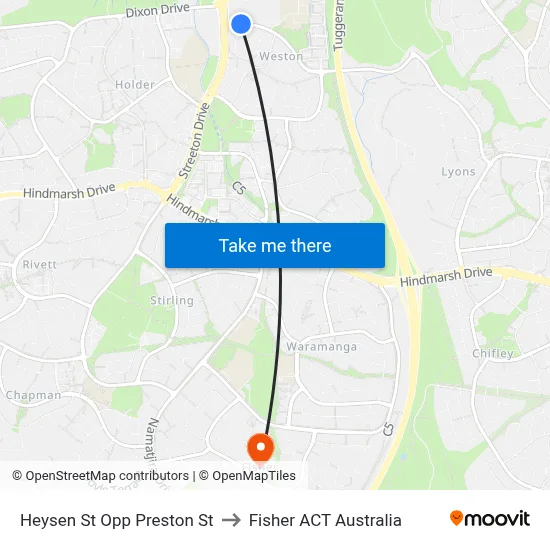 Heysen St Opp Preston St to Fisher ACT Australia map