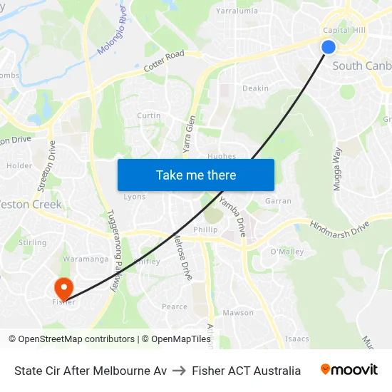 State Cir After Melbourne Av to Fisher ACT Australia map