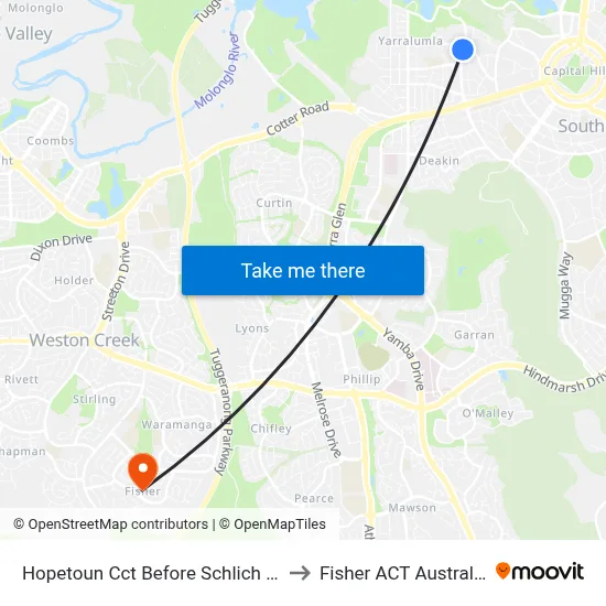 Hopetoun Cct Before Schlich St to Fisher ACT Australia map