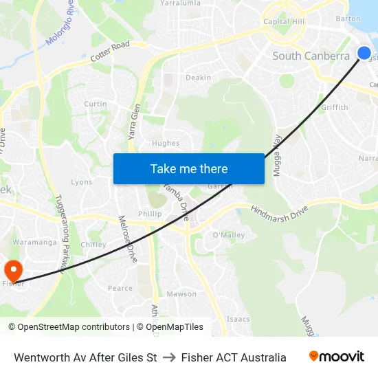 Wentworth Av After Giles St to Fisher ACT Australia map