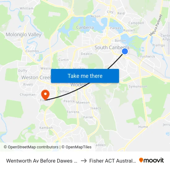 Wentworth Av Before Dawes St to Fisher ACT Australia map