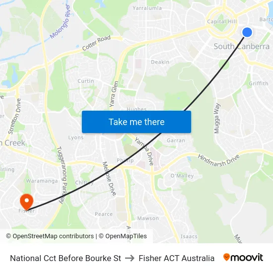 National Cct Before Bourke St to Fisher ACT Australia map