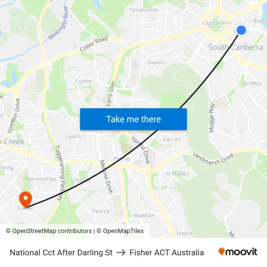 National Cct After Darling St to Fisher ACT Australia map