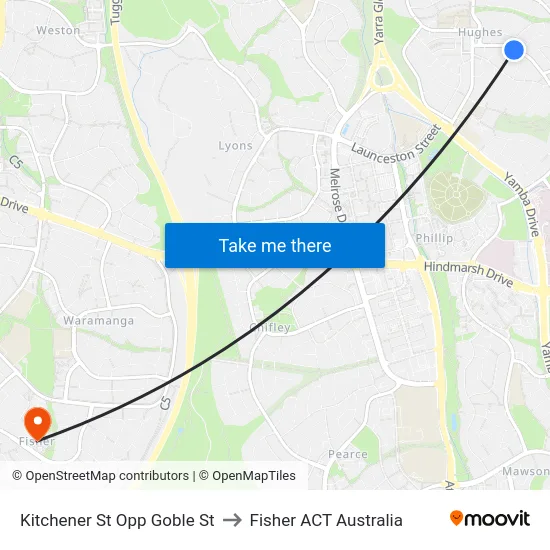 Kitchener St Opp Goble St to Fisher ACT Australia map