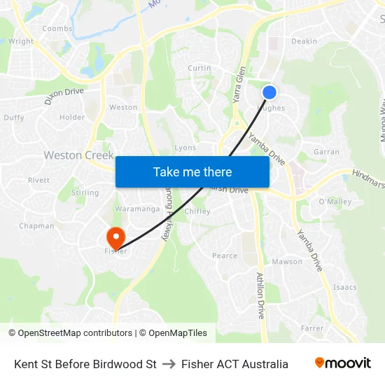 Kent St Before Birdwood St to Fisher ACT Australia map
