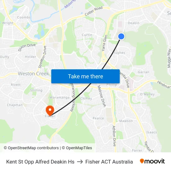 Kent St Opp Alfred Deakin Hs to Fisher ACT Australia map