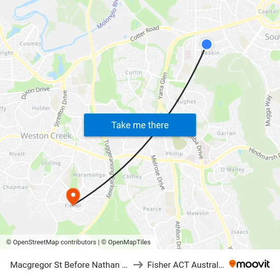 Macgregor St Before Nathan St to Fisher ACT Australia map