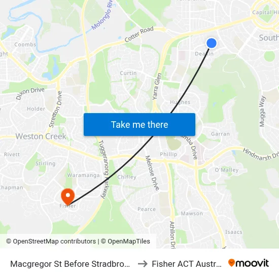 Macgregor St Before Stradbroke St to Fisher ACT Australia map