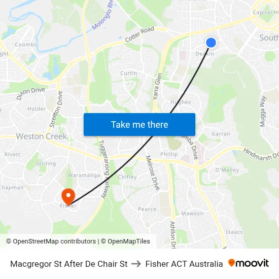 Macgregor St After De Chair St to Fisher ACT Australia map
