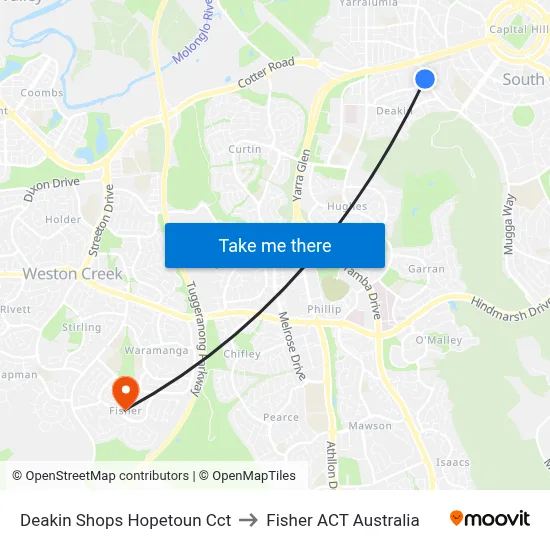 Deakin Shops Hopetoun Cct to Fisher ACT Australia map