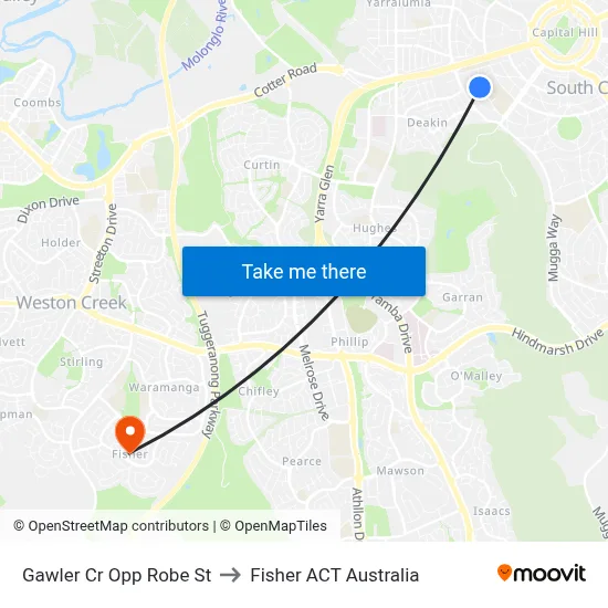 Gawler Cr Opp Robe St to Fisher ACT Australia map