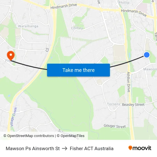 Mawson Ps Ainsworth St to Fisher ACT Australia map