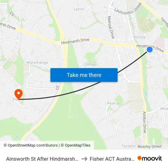 Ainsworth St After Hindmarsh Dr to Fisher ACT Australia map