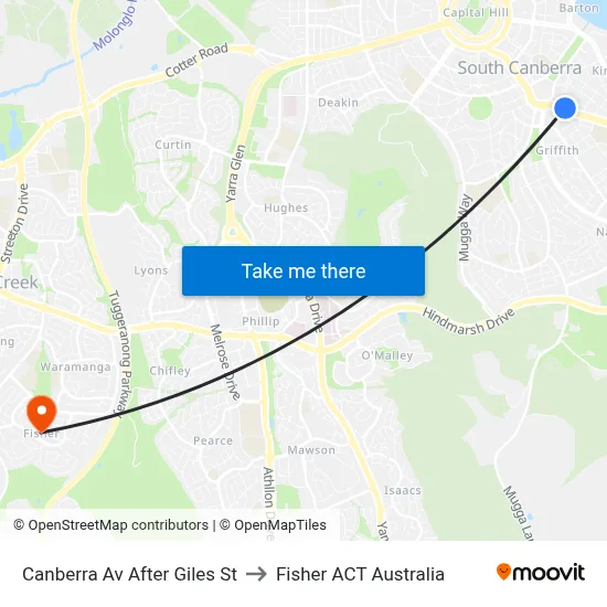 Canberra Av After Giles St to Fisher ACT Australia map