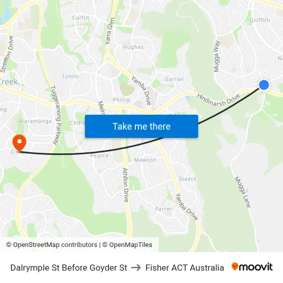 Dalrymple St Before Goyder St to Fisher ACT Australia map