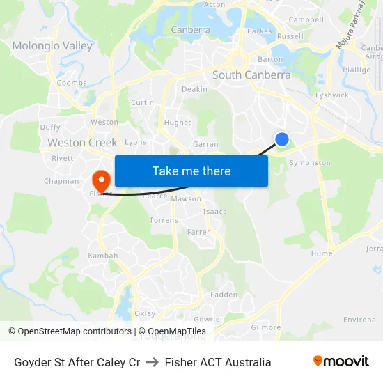 Goyder St After Caley Cr to Fisher ACT Australia map