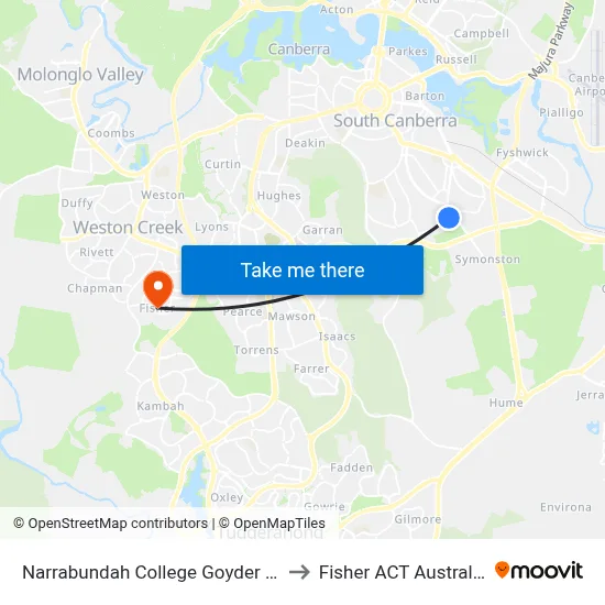 Narrabundah College Goyder St to Fisher ACT Australia map