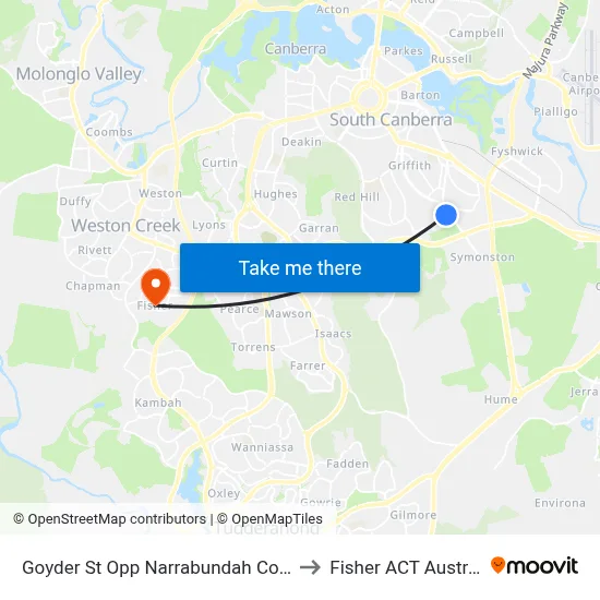 Goyder St Opp Narrabundah College to Fisher ACT Australia map