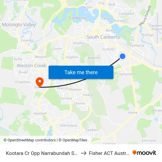 Kootara Cr Opp Narrabundah Shops to Fisher ACT Australia map