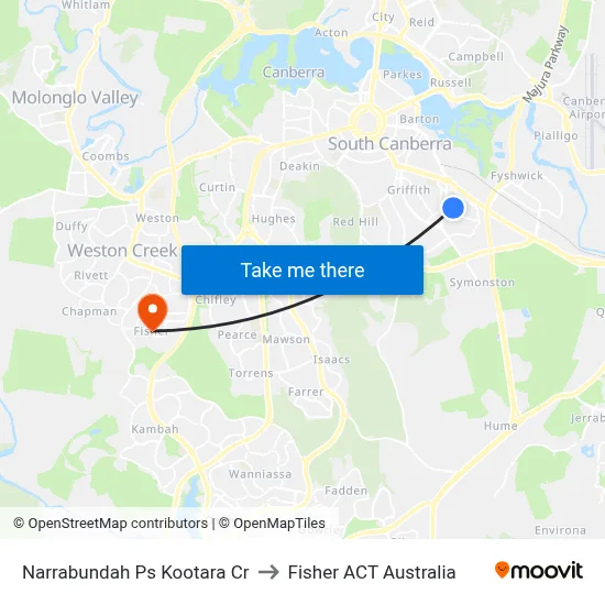 Narrabundah Ps Kootara Cr to Fisher ACT Australia map