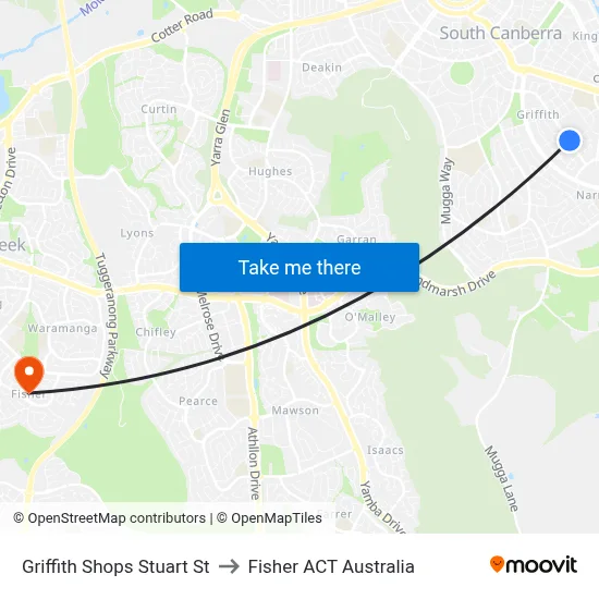 Griffith Shops Stuart St to Fisher ACT Australia map