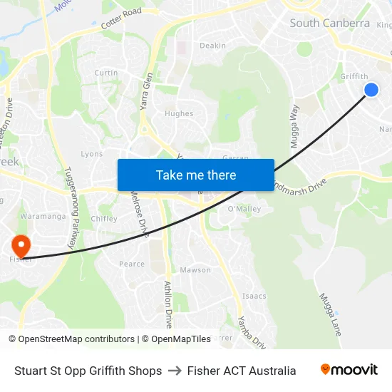 Stuart St Opp Griffith Shops to Fisher ACT Australia map