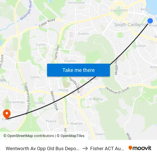 Wentworth Av Opp Old Bus Depot Markets to Fisher ACT Australia map