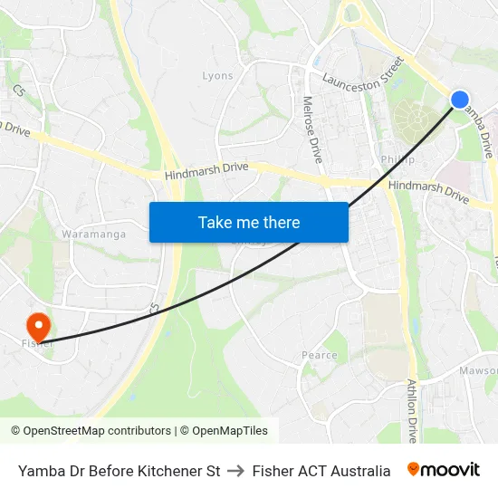 Yamba Dr Before Kitchener St to Fisher ACT Australia map