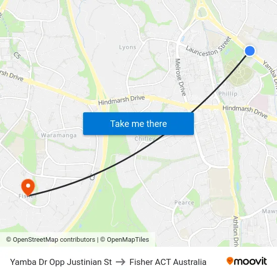 Yamba Dr Opp Justinian St to Fisher ACT Australia map