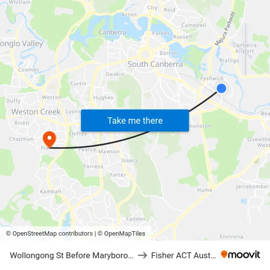 Wollongong St Before Maryborough St to Fisher ACT Australia map