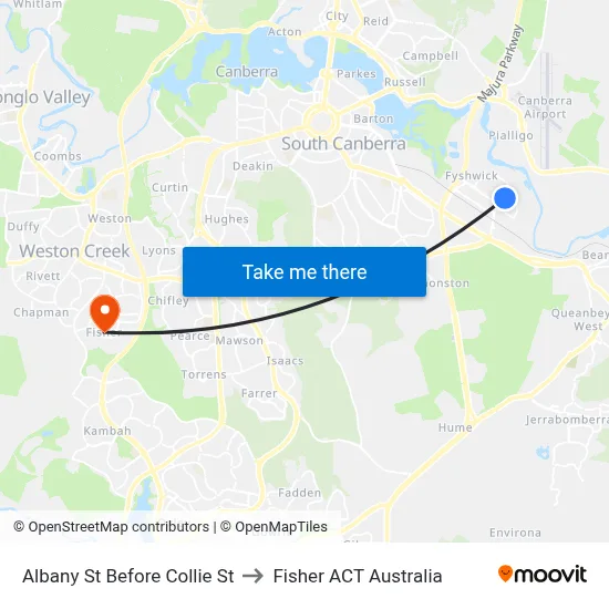 Albany St Before Collie St to Fisher ACT Australia map